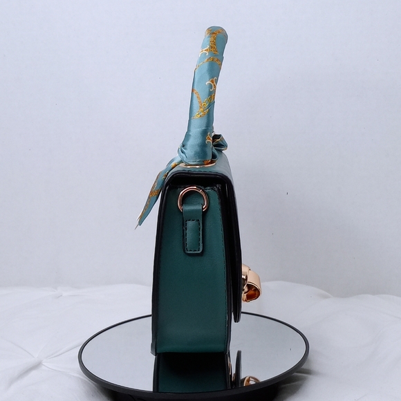 Fashion Faux Leather Handbag with Scarf Handle - Picture 3 of 7